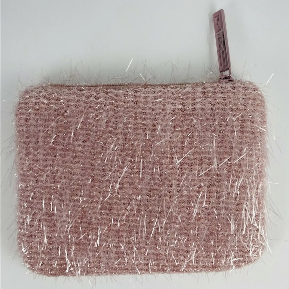 Mac Holiday 2020 Small Makeup Cosmetic Bag Case Pouch PINK Tinsel 5.5" x 4"